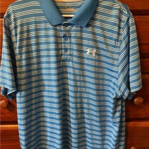 LG Blue and White Striped Polo Shirt